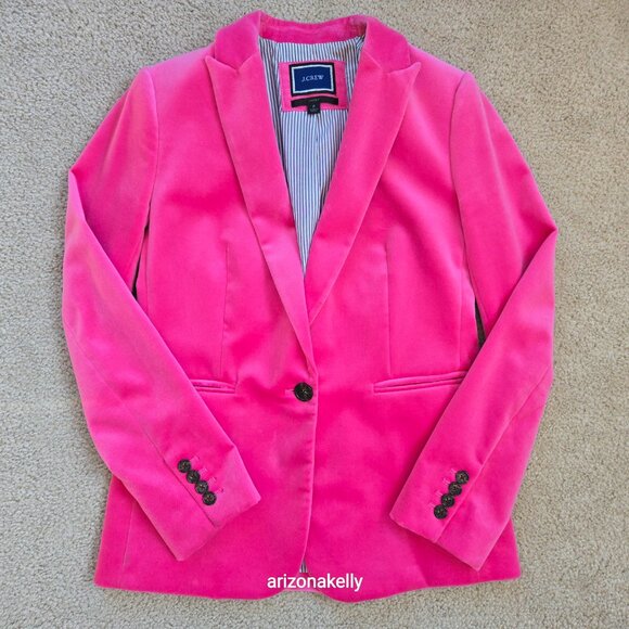 NWOT J. Crew Parke Velvet Blazer HOT PINK "Bright Begonia" - Picture 14 of 14
